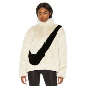 Nike Off-White Fleece Jacket with Black Logo. Size Small